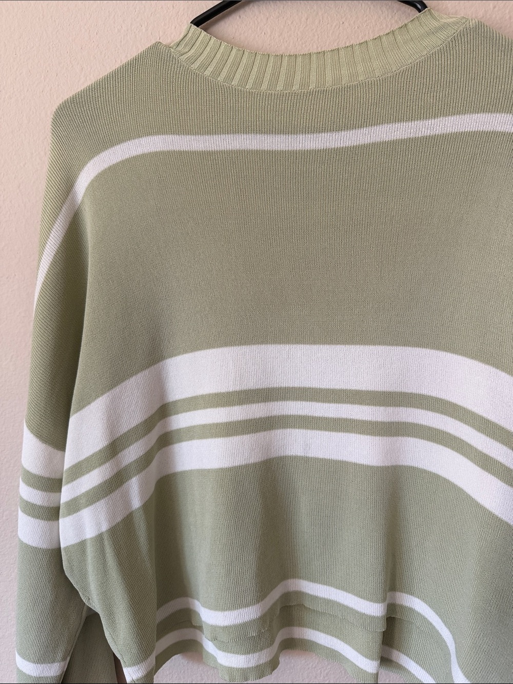 Light Sage Striped Women's Sweater - Picture 4 of 5